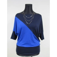 Bluzka Aga dwukolorowe kimono asymetryczne chaber/granat